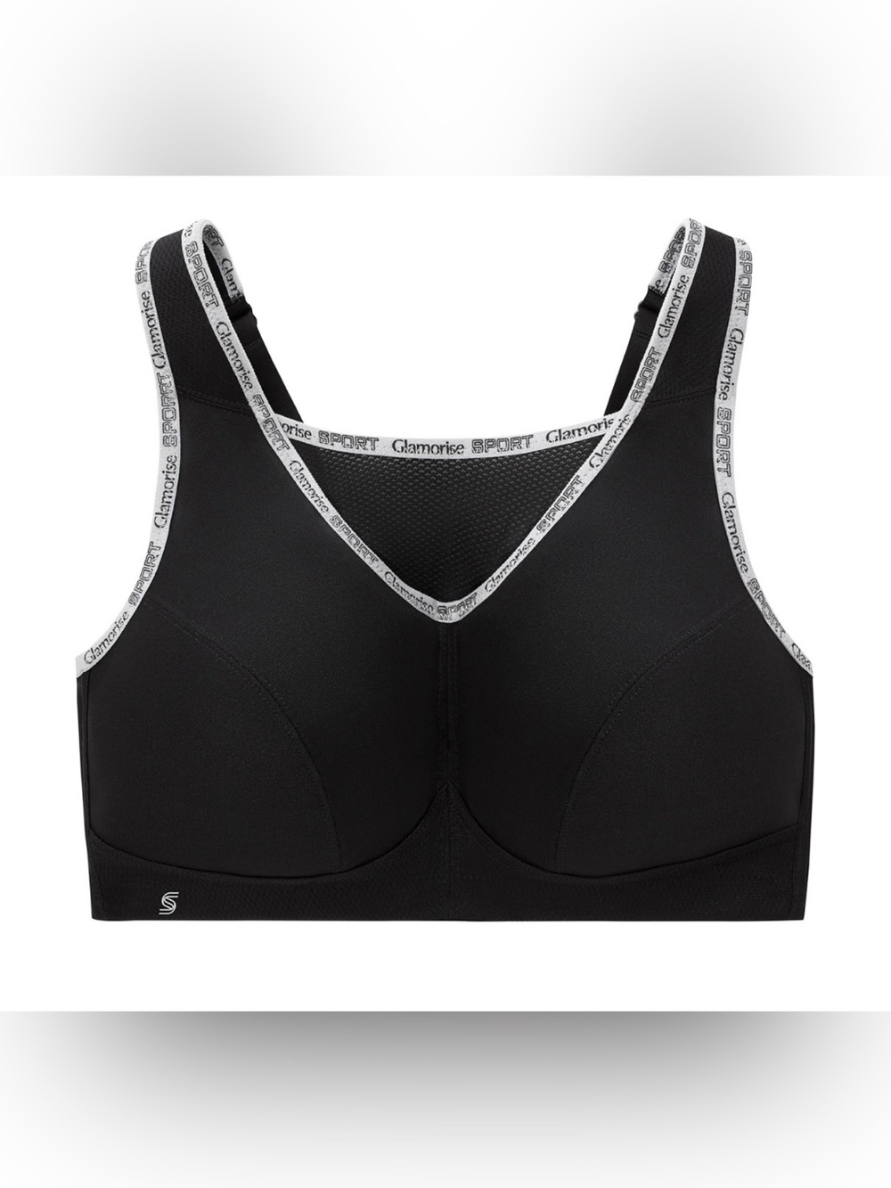 NWOT 48J Glamorise Sport No-Bounce Wirefree Sports Bra Black Gray High Impact - Picture 5 of 11